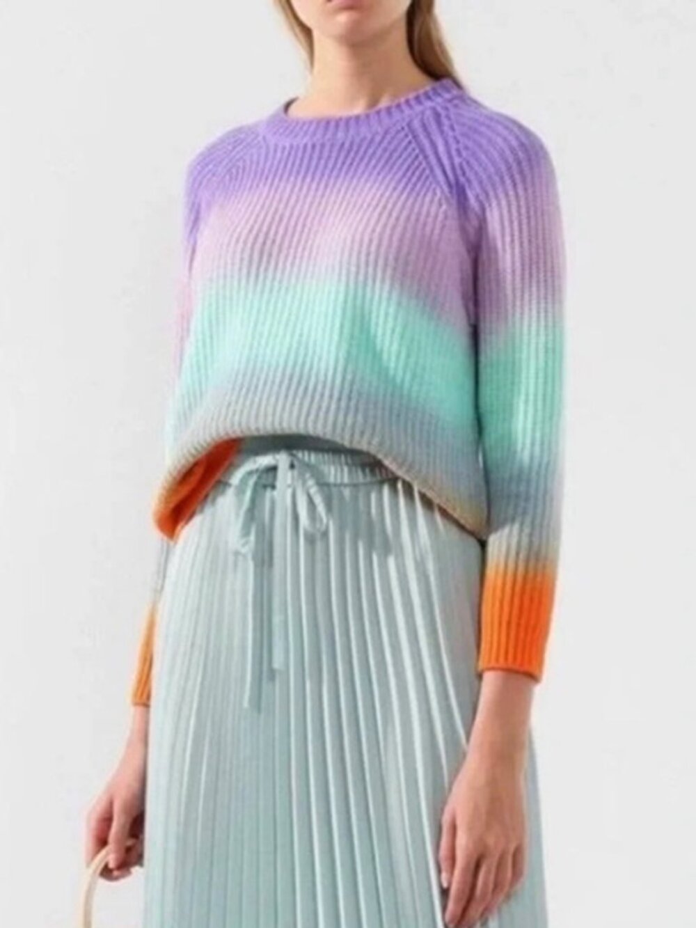 Alice + Olivia Multicolor Stripe Crew Neck Sweater Size S